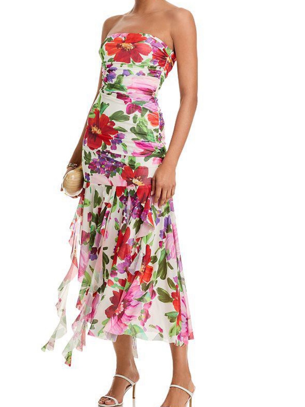 AQUA Floral Mesh Midi Dress Small size